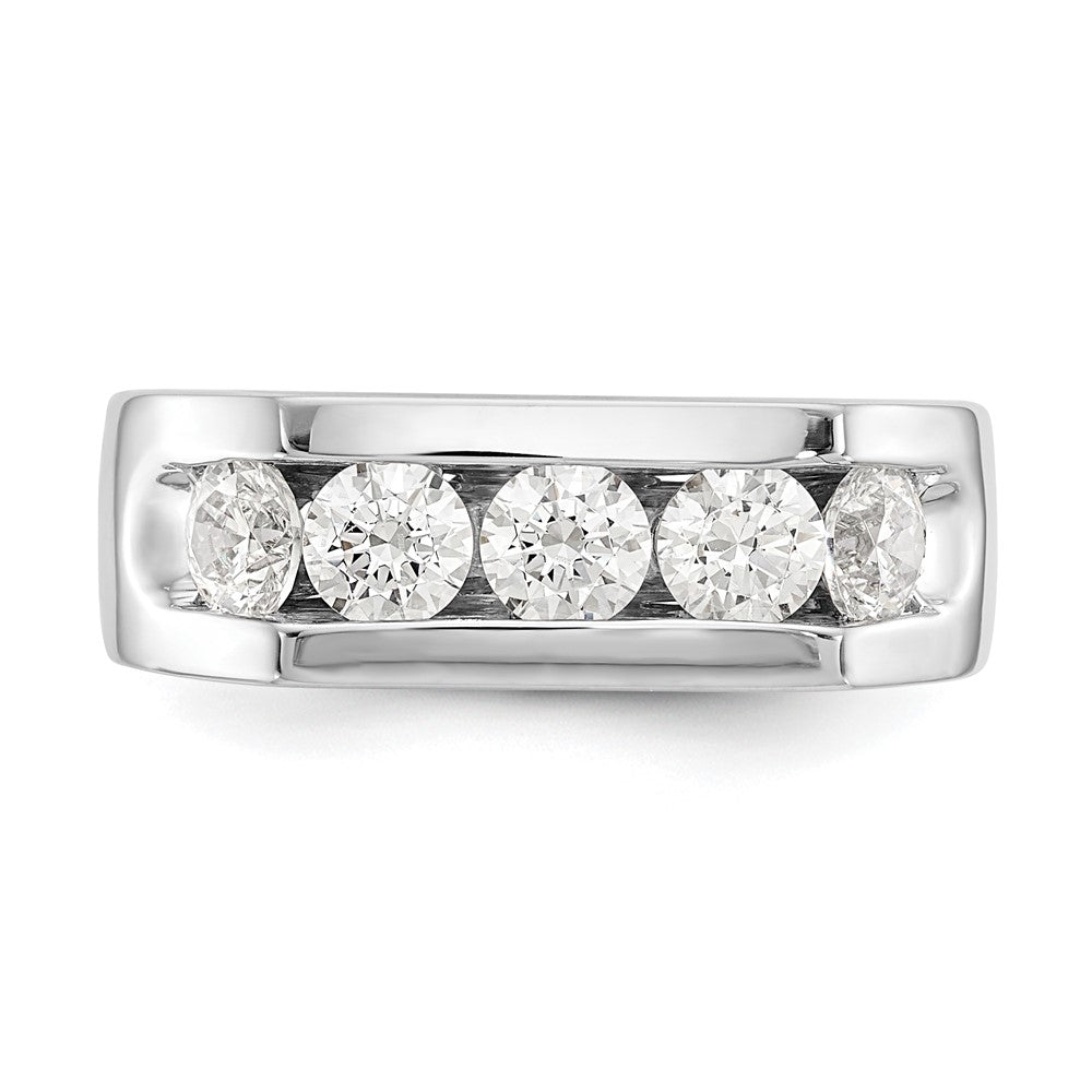 14K White Gold 5-Stone Real Diamond Channel Band
