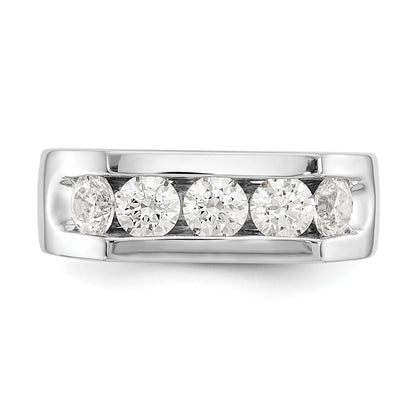 14K White Gold 5-Stone Real Diamond Channel Band