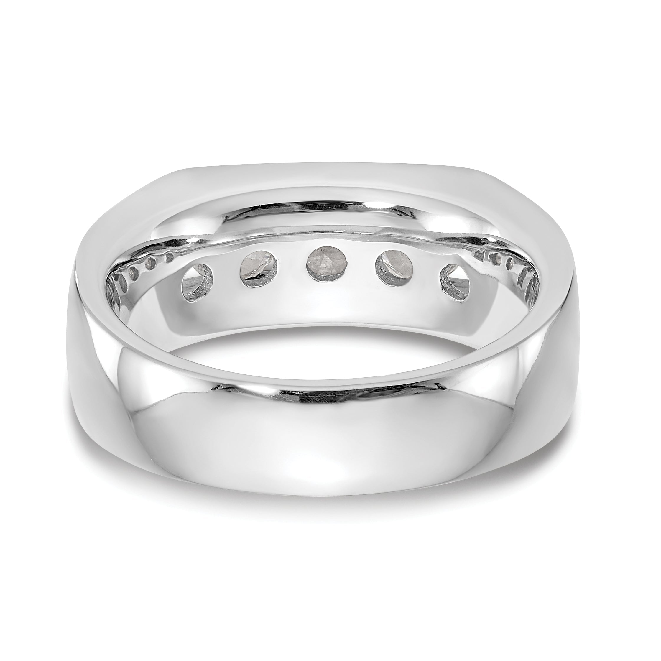 1.25ct. CZ Solid Real 14K White Gold 5-Stone Channel Wedding Band Ring