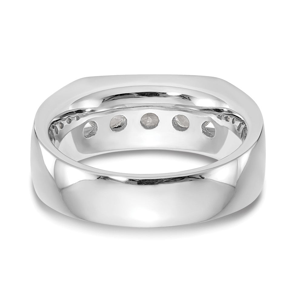 14K White Gold 5-Stone Real Diamond Channel Band