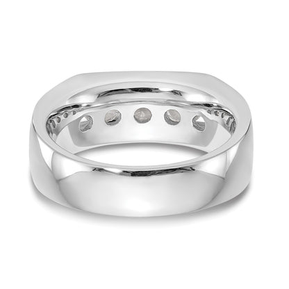 14K White Gold 5-Stone Real Diamond Channel Band