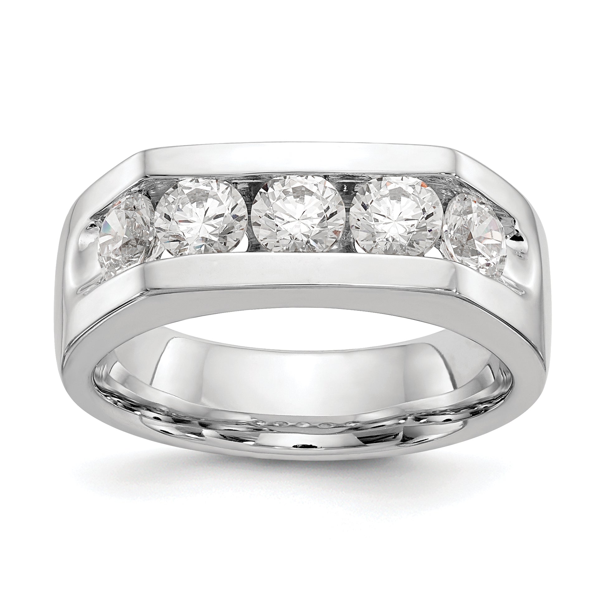 1.25ct. CZ Solid Real 14K White Gold 5-Stone Channel Wedding Band Ring