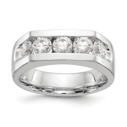 1.25ct. CZ Solid Real 14K White Gold 5-Stone Channel Wedding Band Ring