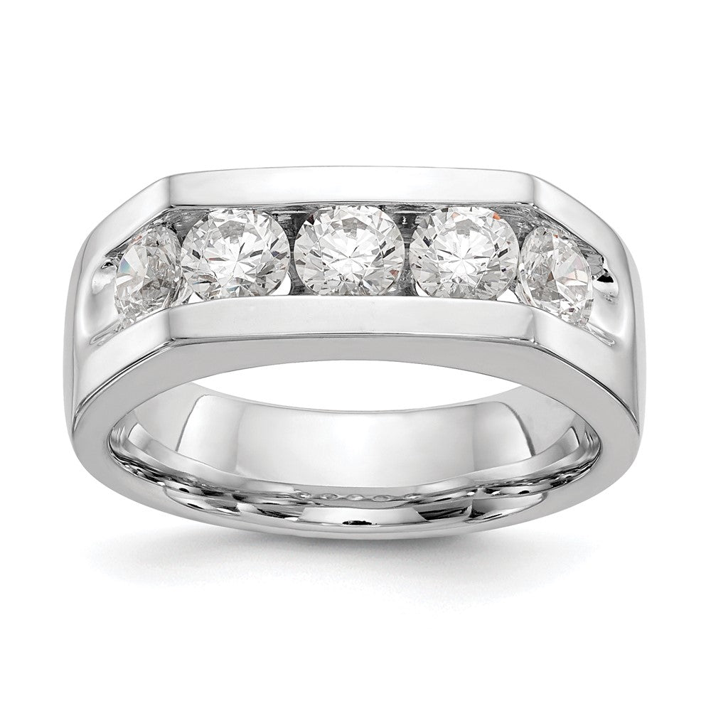 14K White Gold 5-Stone Real Diamond Channel Band