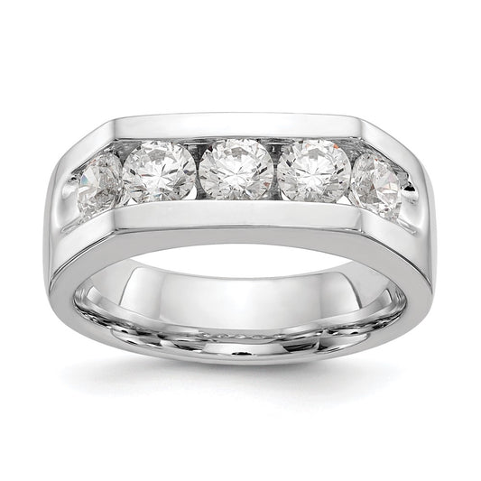 14K White Gold 5-Stone Real Diamond Channel Band