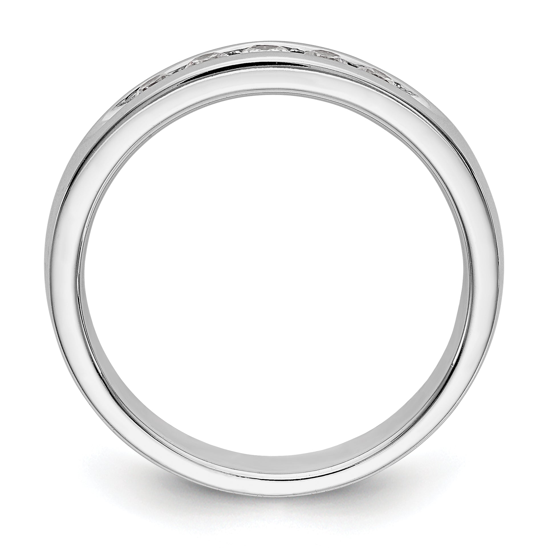 0.26ct. CZ Solid Real 14K White Gold 5-2.4mm Stone Channel Wedding Band Ring