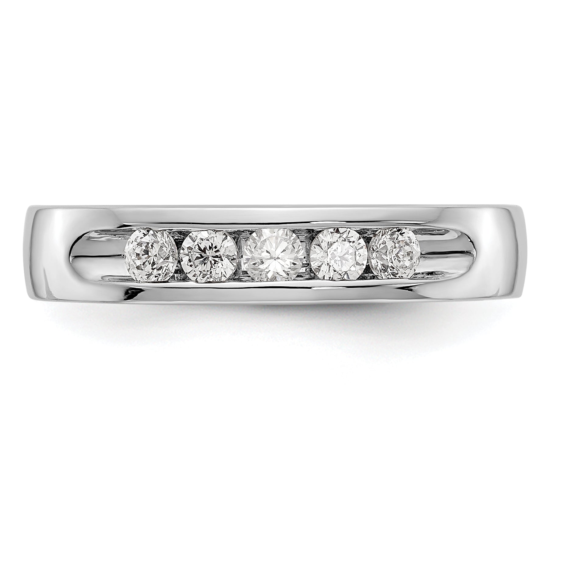 0.26ct. CZ Solid Real 14K White Gold 5-2.4mm Stone Channel Wedding Band Ring