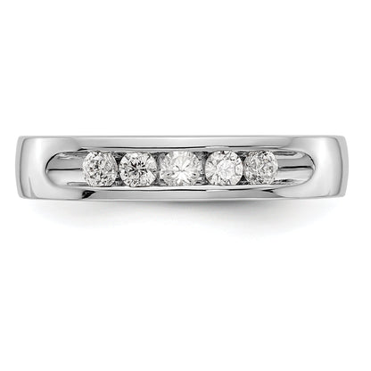 0.26ct. CZ Solid Real 14K White Gold 5-2.4mm Stone Channel Wedding Band Ring