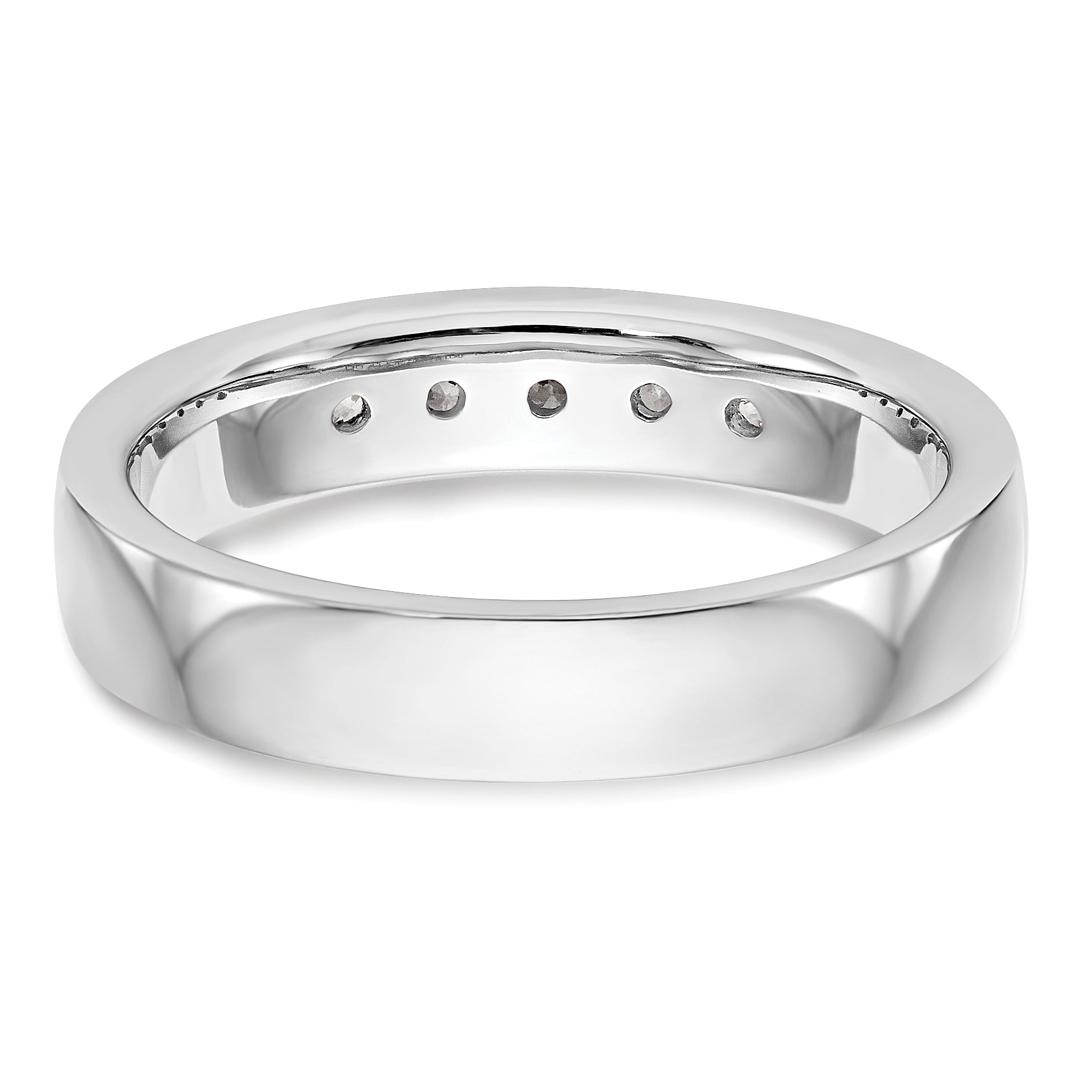 0.26ct. CZ Solid Real 14K White Gold 5-Stone Channel Wedding Band Ring