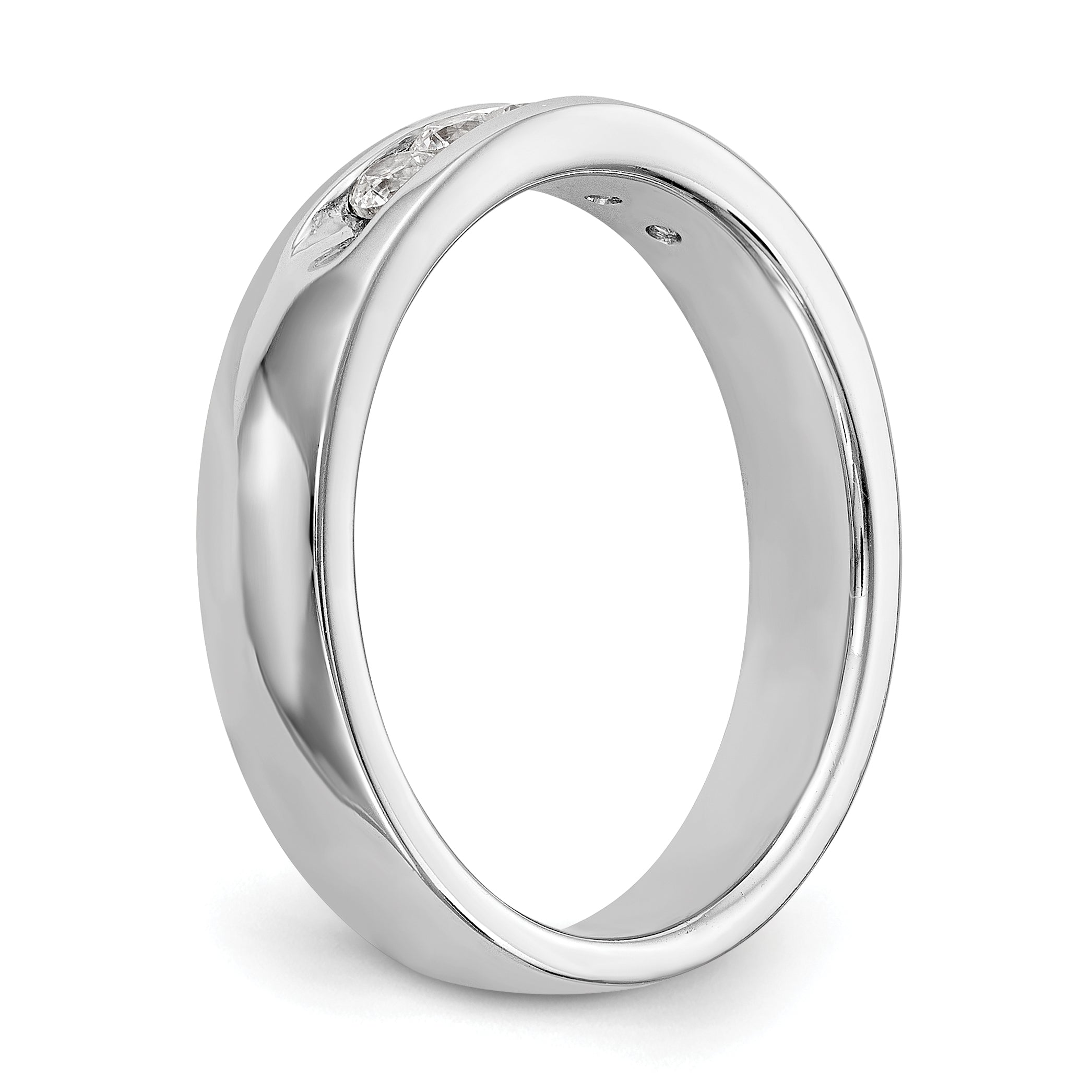 0.26ct. CZ Solid Real 14K White Gold 5-Stone Channel Wedding Band Ring