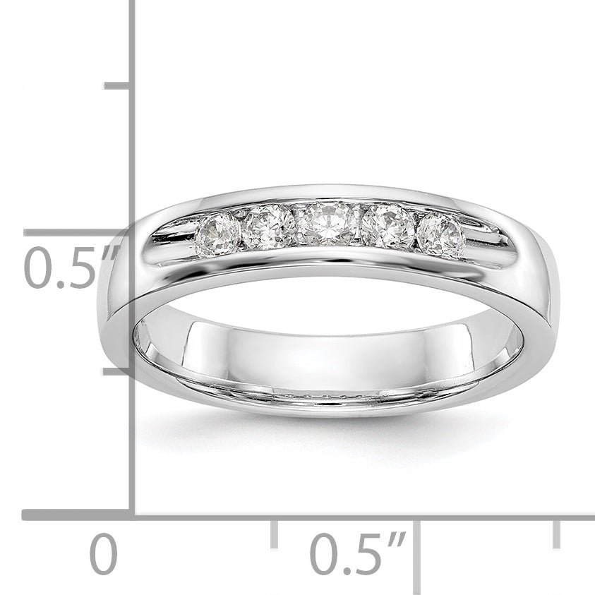 0.26ct. CZ Solid Real 14K White Gold 5-2.4mm Stone Channel Wedding Band Ring