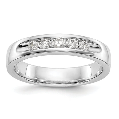 0.26ct. CZ Solid Real 14K White Gold 5-2.4mm Stone Channel Wedding Band Ring