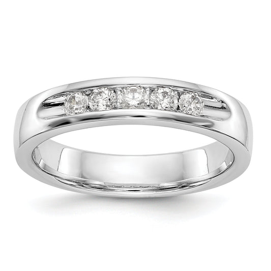 0.26ct. CZ Solid Real 14K White Gold 5-2.4mm Stone Channel Wedding Band Ring