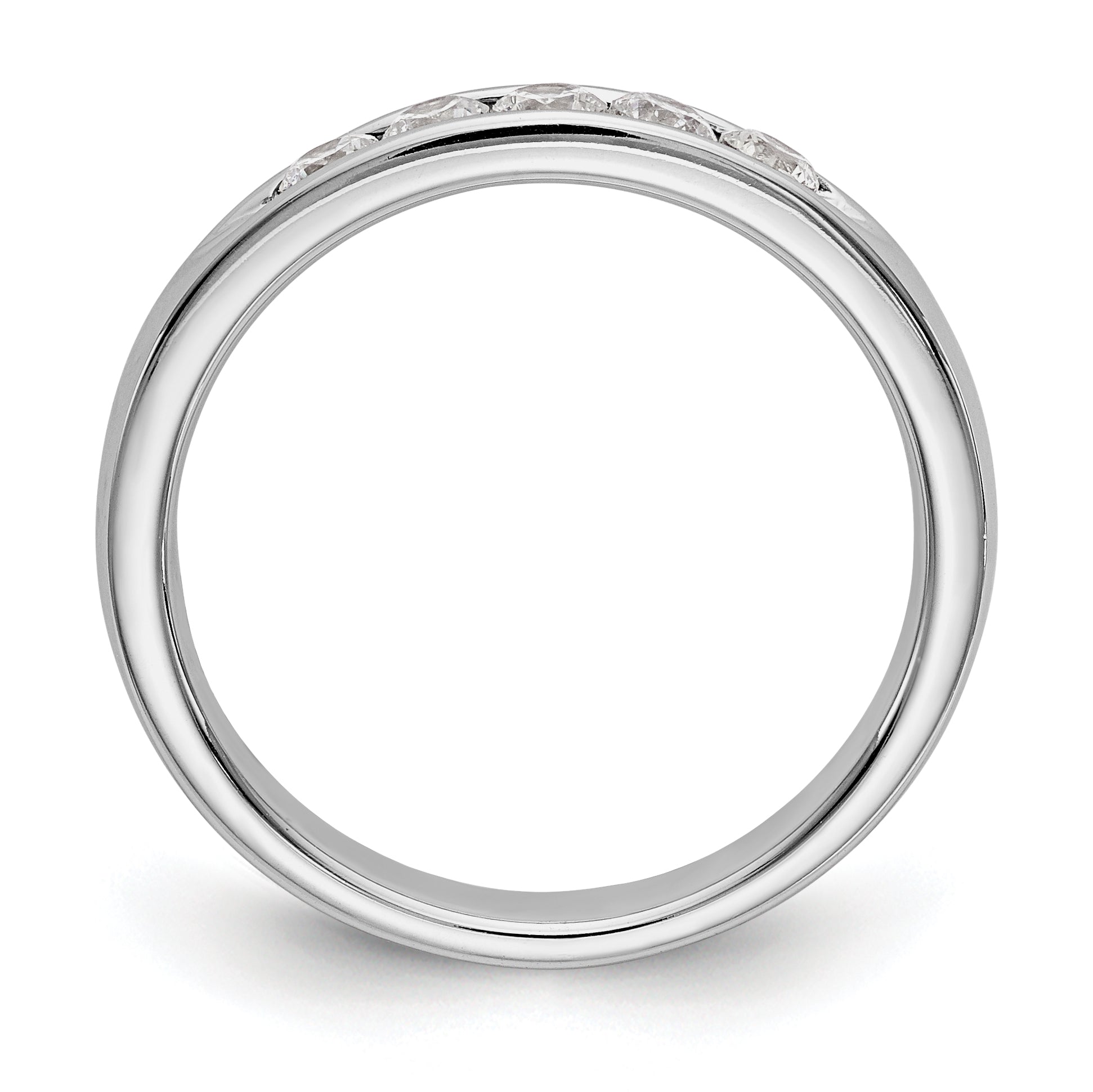0.35ct. CZ Solid Real 14K White Gold 5-Stone Channel Wedding Band Ring