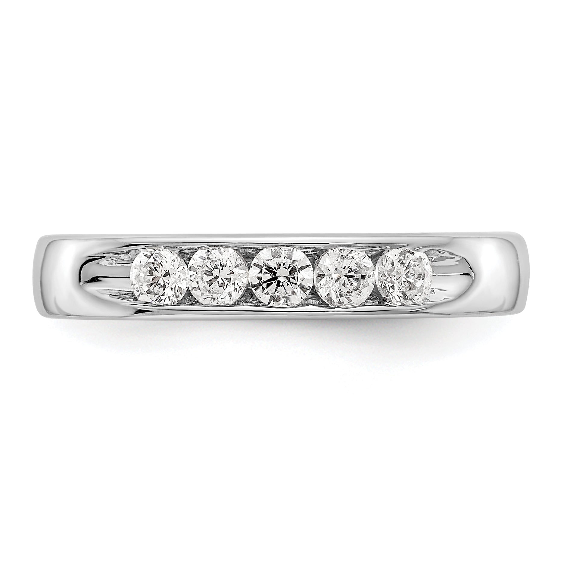 0.35ct. CZ Solid Real 14K White Gold 5-2.6mm Stone Open Channel Wedding Band Ring