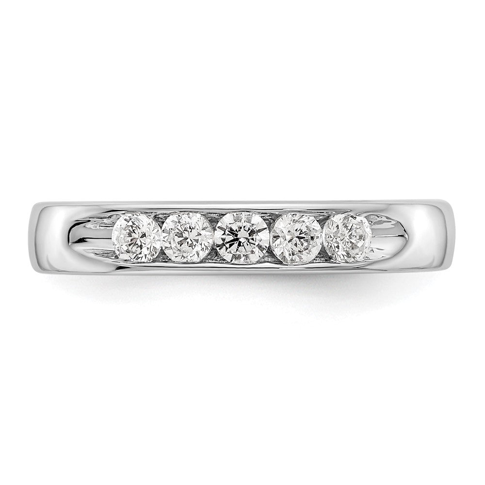 14k White Gold 5-Stone 1/3 carat Round Diamond Complete Channel Band