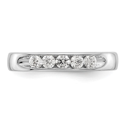 14k White Gold 5-Stone 1/3 carat Round Diamond Complete Channel Band