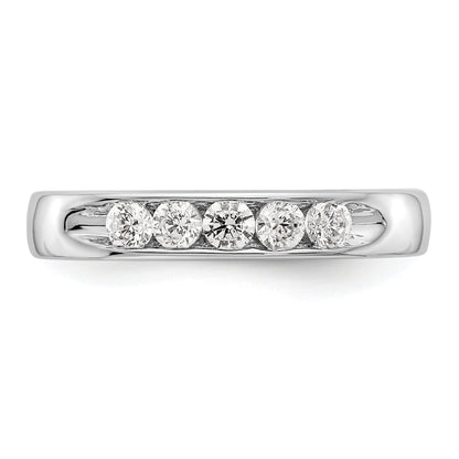 0.35ct. CZ Solid Real 14K White Gold 5-Stone Channel Wedding Band Ring