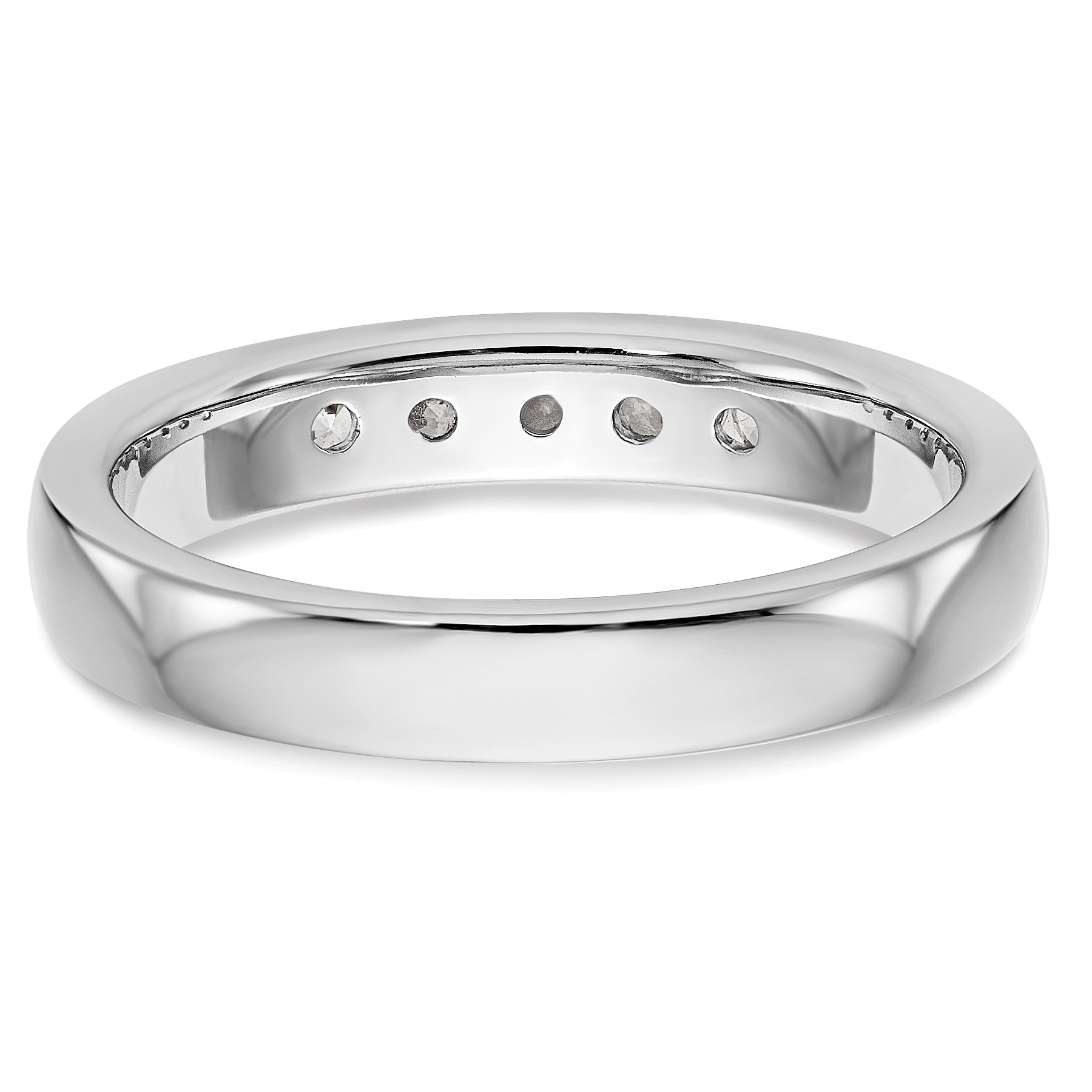 0.35ct. CZ Solid Real 14K White Gold 5-Stone Channel Wedding Band Ring