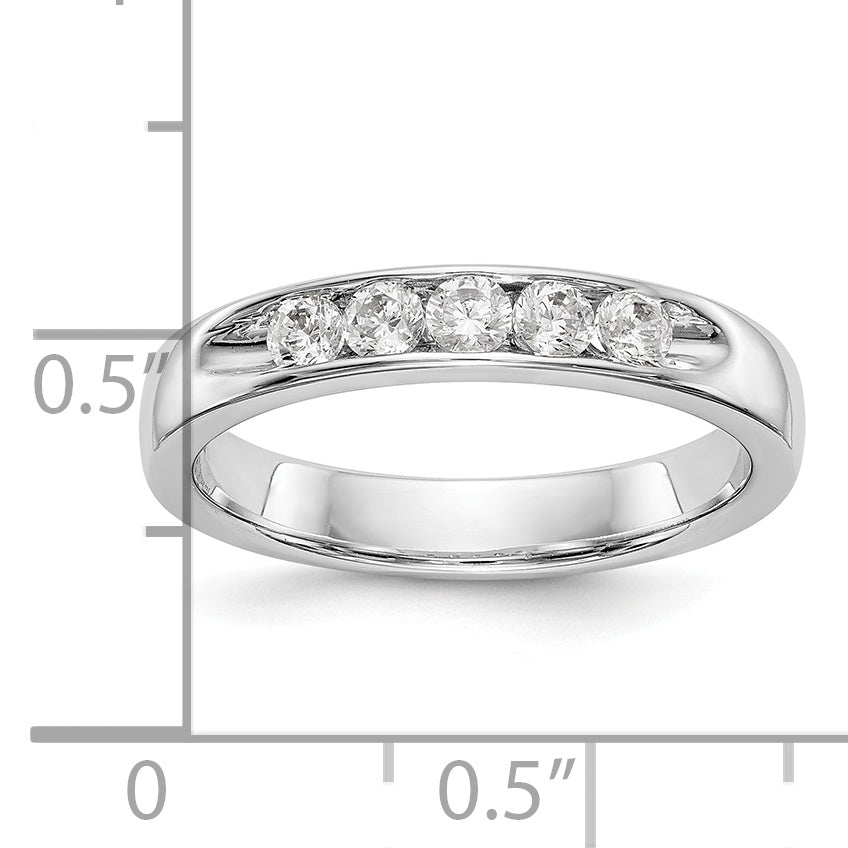 0.35ct. CZ Solid Real 14K White Gold 5-2.6mm Stone Open Channel Wedding Band Ring