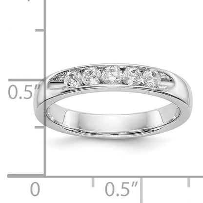 0.35ct. CZ Solid Real 14K White Gold 5-2.6mm Stone Open Channel Wedding Band Ring