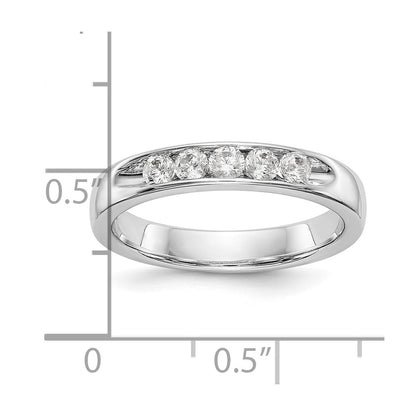 14k White Gold 5-Stone 1/3 carat Round Diamond Complete Channel Band