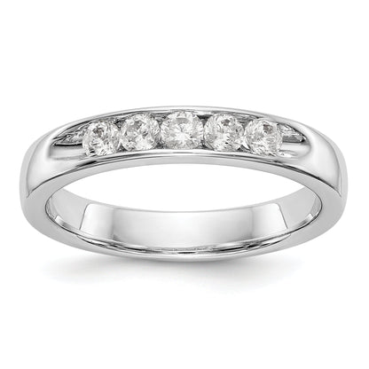 0.35ct. CZ Solid Real 14K White Gold 5-Stone Channel Wedding Band Ring