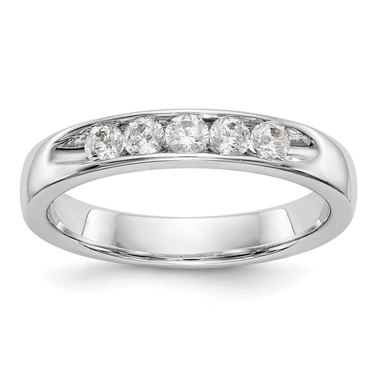 0.35ct. CZ Solid Real 14K White Gold 5-Stone Channel Wedding Band Ring