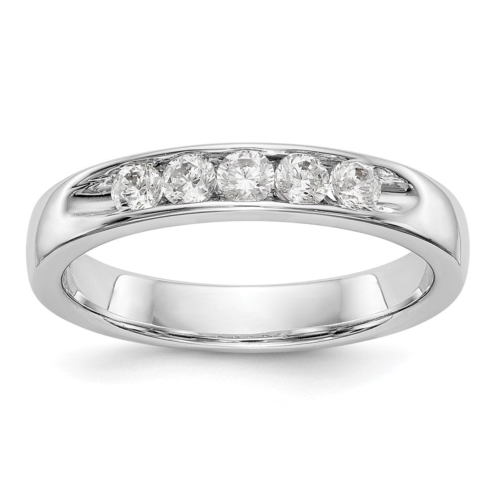 14k White Gold 5-Stone 1/3 carat Round Diamond Complete Channel Band