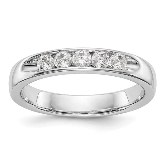 14k White Gold 5-Stone 1/3 carat Round Diamond Complete Channel Band