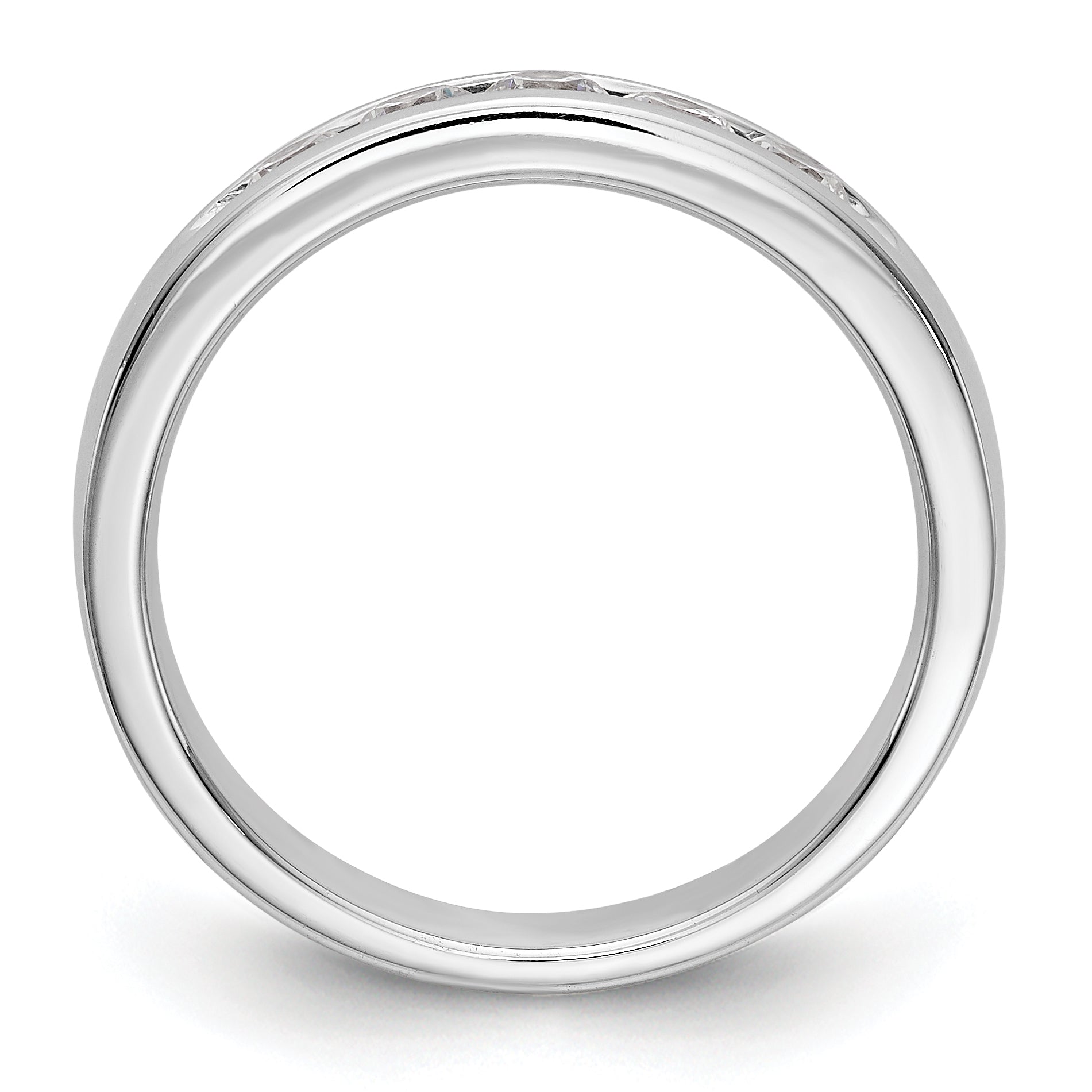 0.47ct. CZ Solid Real 14K White Gold 5-Stone Channel Wedding Band Ring