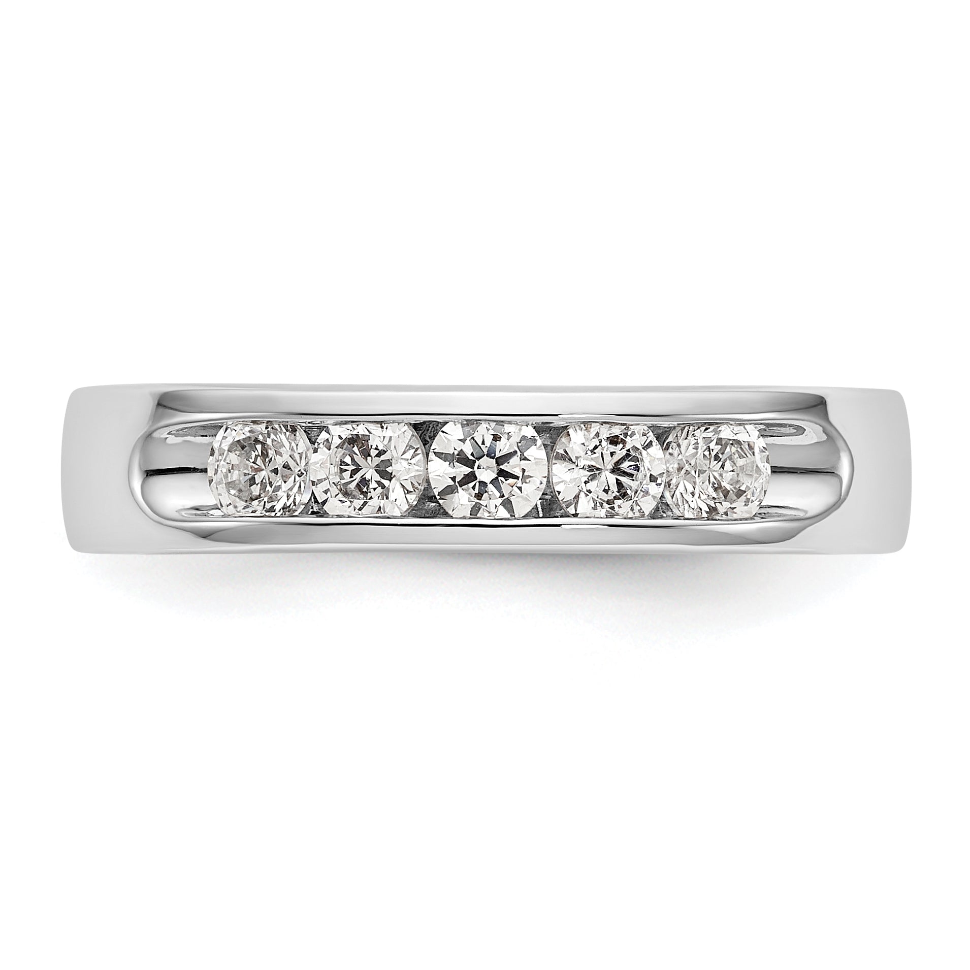 0.47ct. CZ Solid Real 14K White Gold 5-Stone Channel Wedding Band Ring