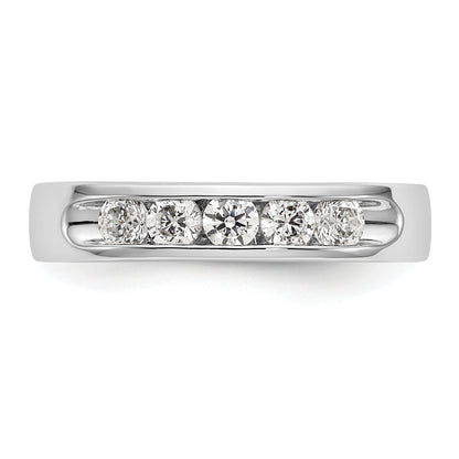 0.47ct. CZ Solid Real 14K White Gold 5-Stone Channel Wedding Band Ring