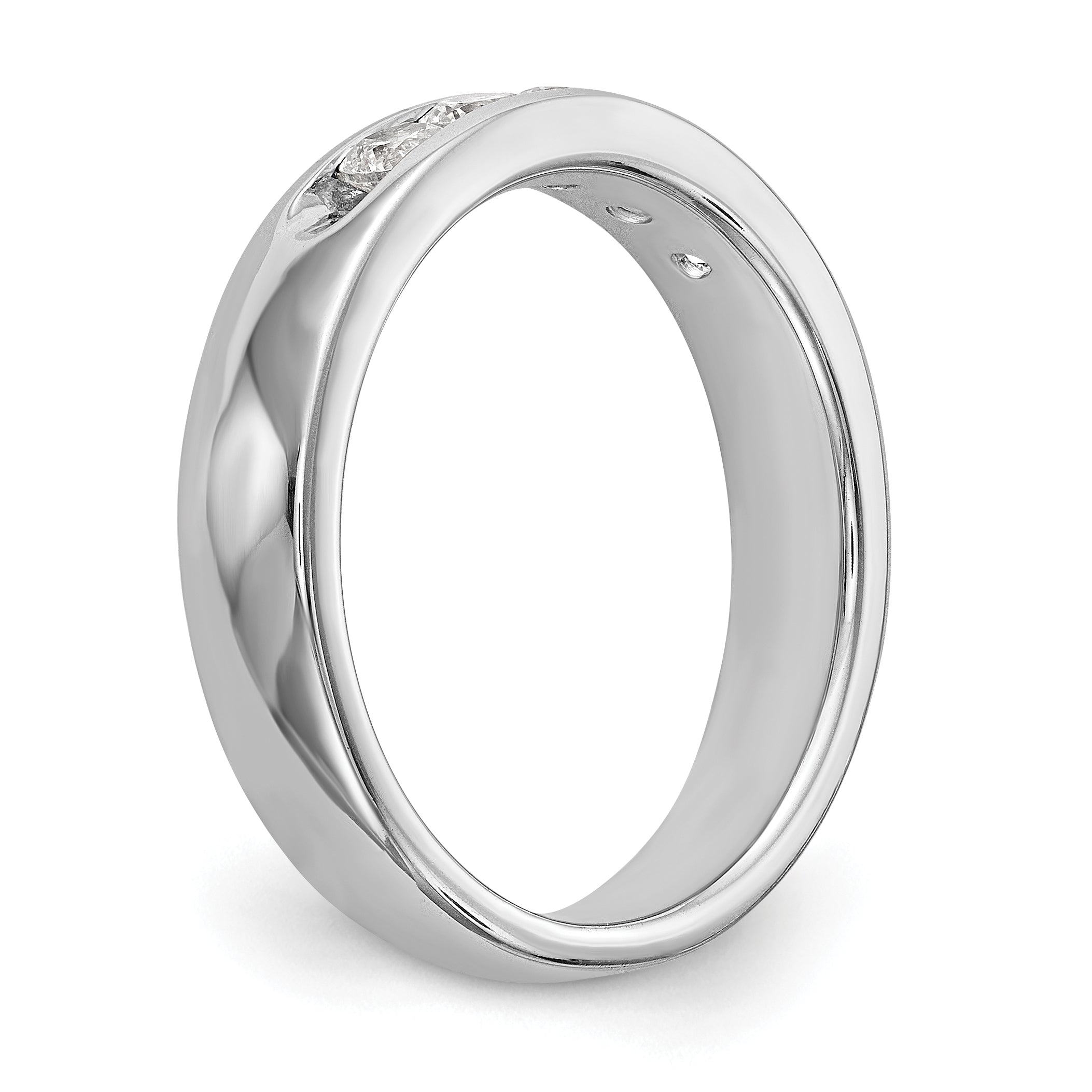 0.47ct. CZ Solid Real 14K White Gold 5-Stone Channel Wedding Band Ring