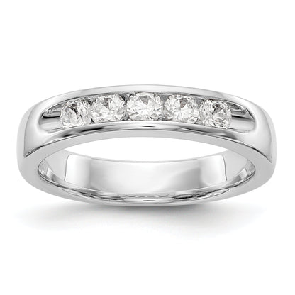 0.47ct. CZ Solid Real 14K White Gold 5-Stone Channel Wedding Band Ring