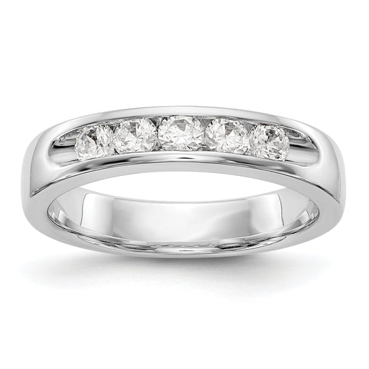0.47ct. CZ Solid Real 14K White Gold 5-Stone Channel Wedding Band Ring