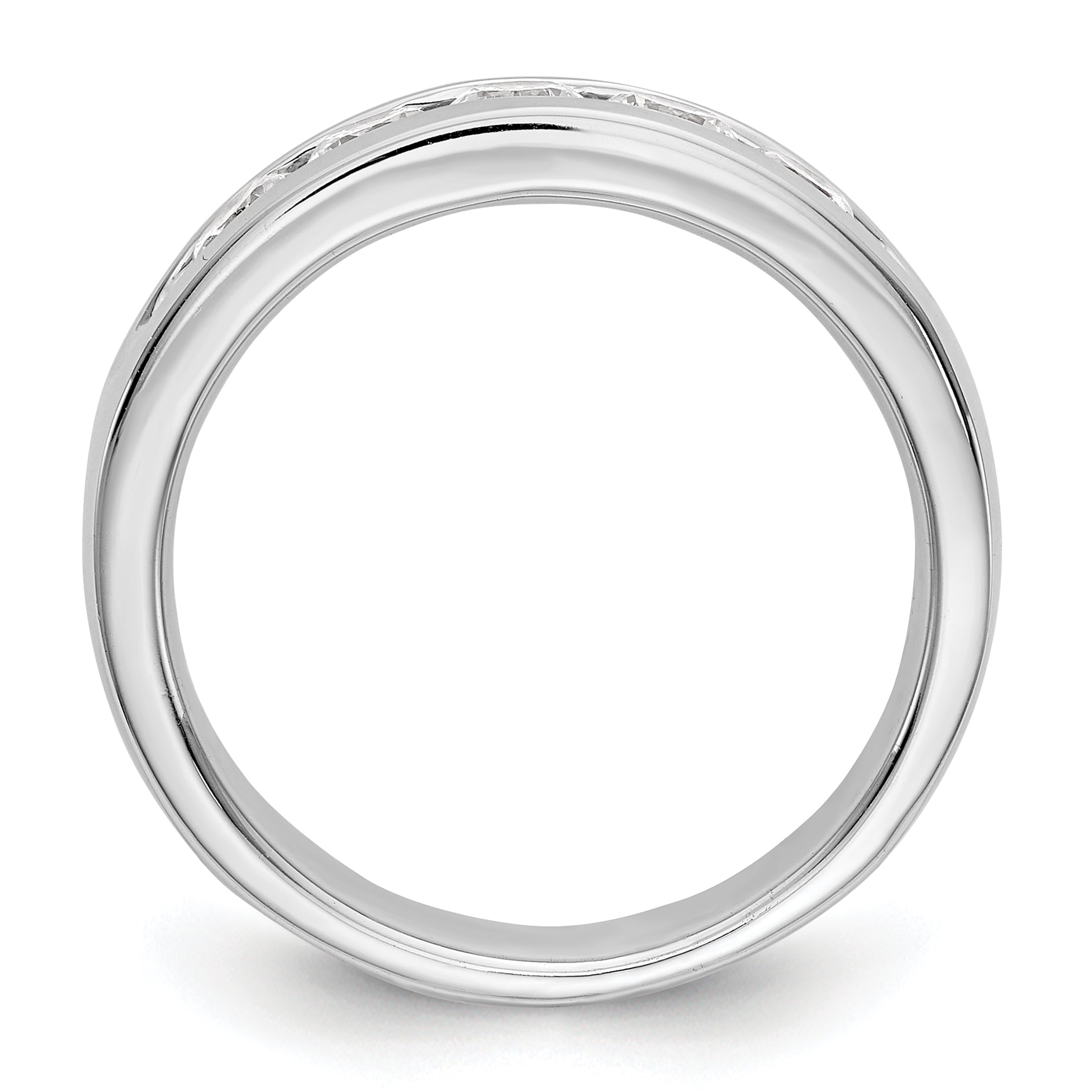 0.75ct. CZ Solid Real 14K White Gold 5-3.4mm Stone Channel Wedding Band Ring