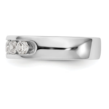 0.75ct. CZ Solid Real 14K White Gold 5-3.4mm Stone Channel Wedding Band Ring