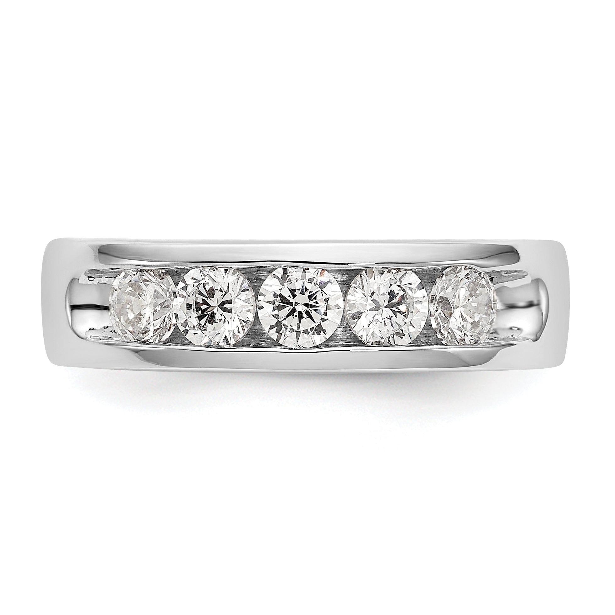 0.75ct. CZ Solid Real 14K White Gold 5-3.4mm Stone Channel Wedding Band Ring