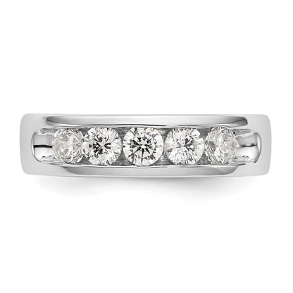 0.75ct. CZ Solid Real 14K White Gold 5-3.4mm Stone Channel Wedding Band Ring