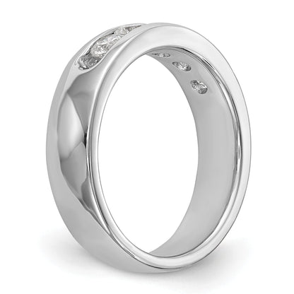 0.75ct. CZ Solid Real 14K White Gold 5-Stone Channel Wedding Band Ring