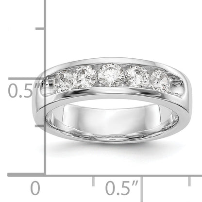 0.75ct. CZ Solid Real 14K White Gold 5-3.4mm Stone Channel Wedding Band Ring
