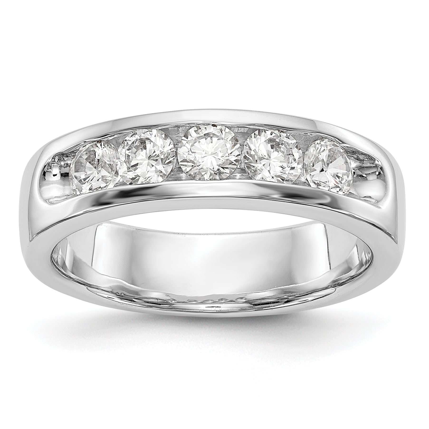 0.75ct. CZ Solid Real 14K White Gold 5-3.4mm Stone Channel Wedding Band Ring