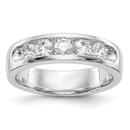 0.75ct. CZ Solid Real 14K White Gold 5-3.4mm Stone Channel Wedding Band Ring