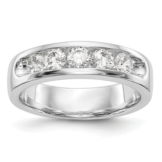 0.75ct. CZ Solid Real 14K White Gold 5-3.4mm Stone Channel Wedding Band Ring