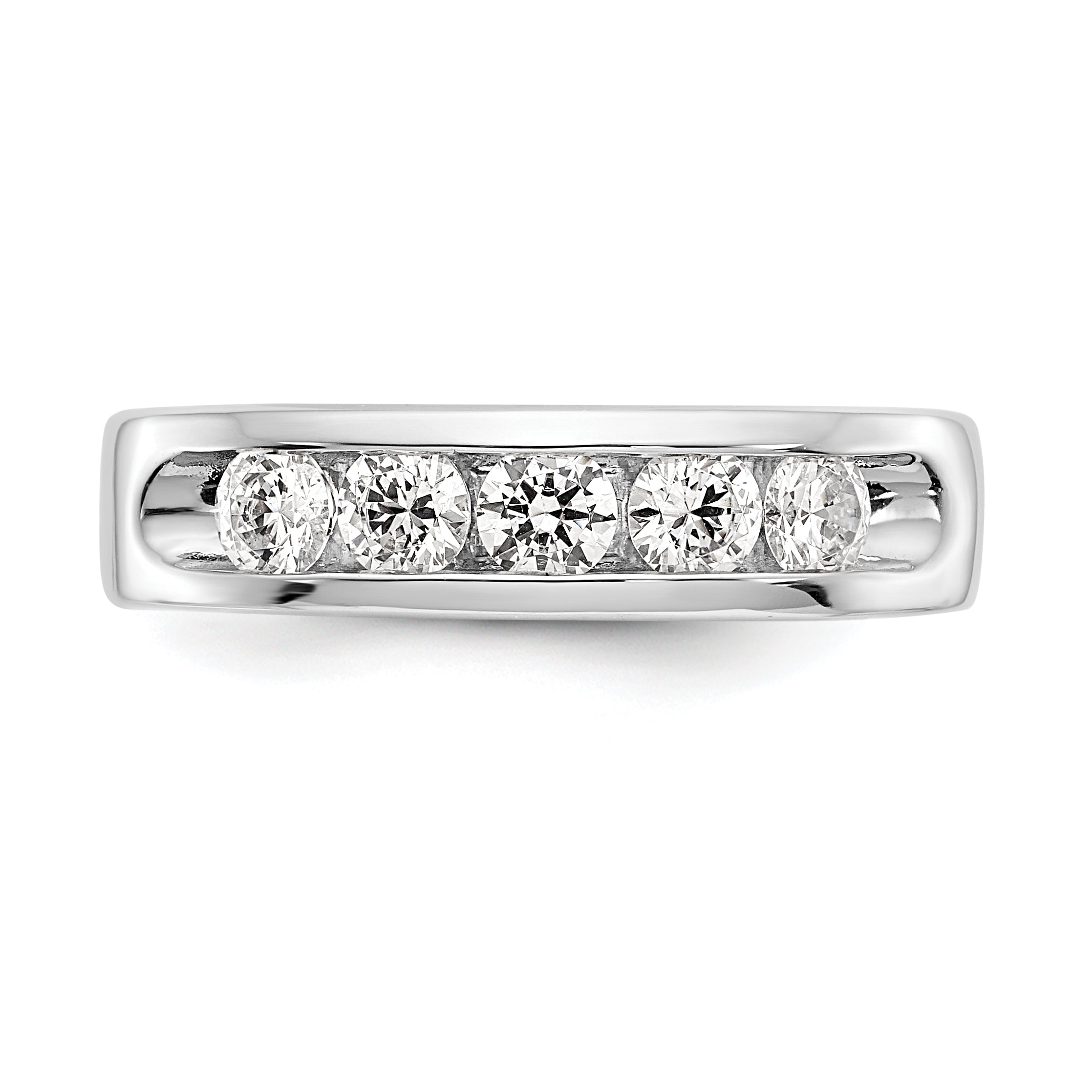 1.00ct. CZ Solid Real 14K White Gold 5-3.7mm Stone Channel Wedding Band Ring