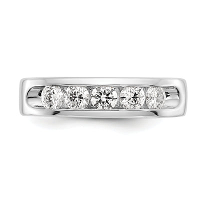 1.00ct. CZ Solid Real 14K White Gold 5-3.7mm Stone Channel Wedding Band Ring