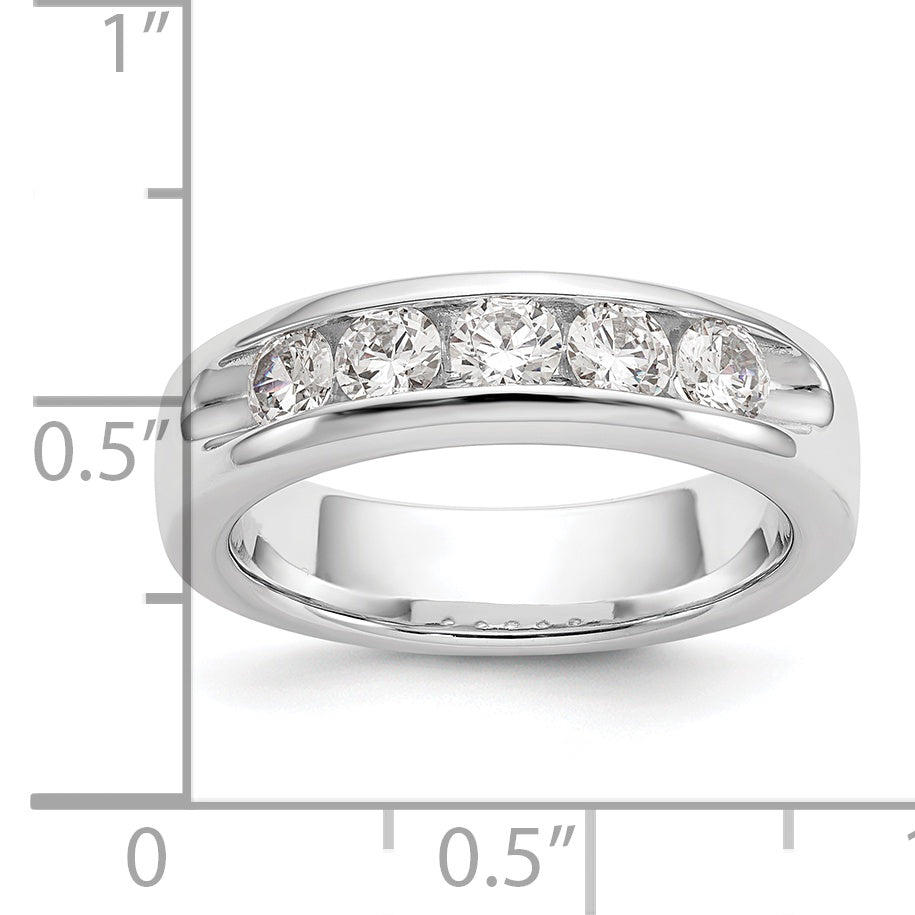 1.00ct. CZ Solid Real 14K White Gold 5-3.7mm Stone Channel Wedding Band Ring