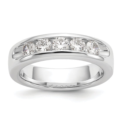 1.00ct. CZ Solid Real 14K White Gold 5-Stone Channel Wedding Band Ring