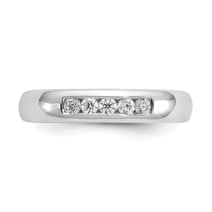 0.20ct. CZ Solid Real 14K White Gold 5-Stone Channel Wedding Band Ring